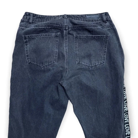 ONLY Black Kelly Mom Jeans with LOVE Stripes - Picture 6 of 11